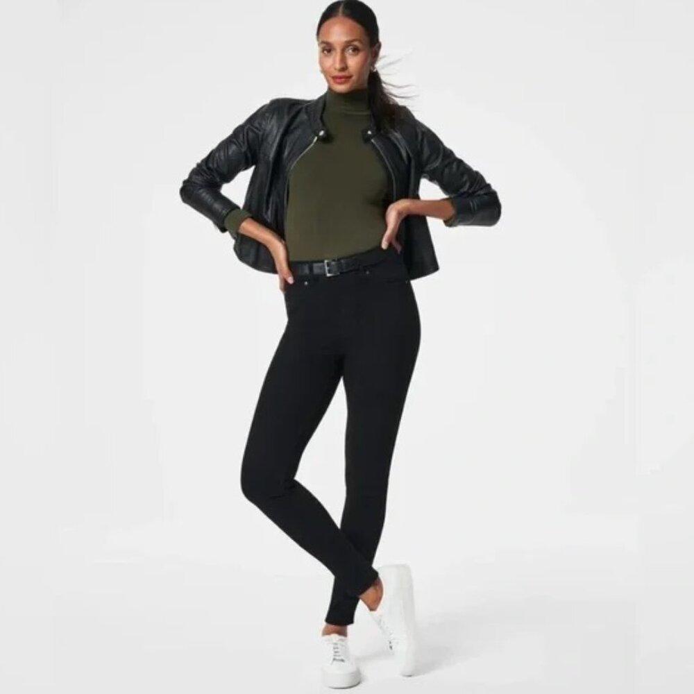 Spanx Black Skinny Sculptured Jeans Pull On Size L